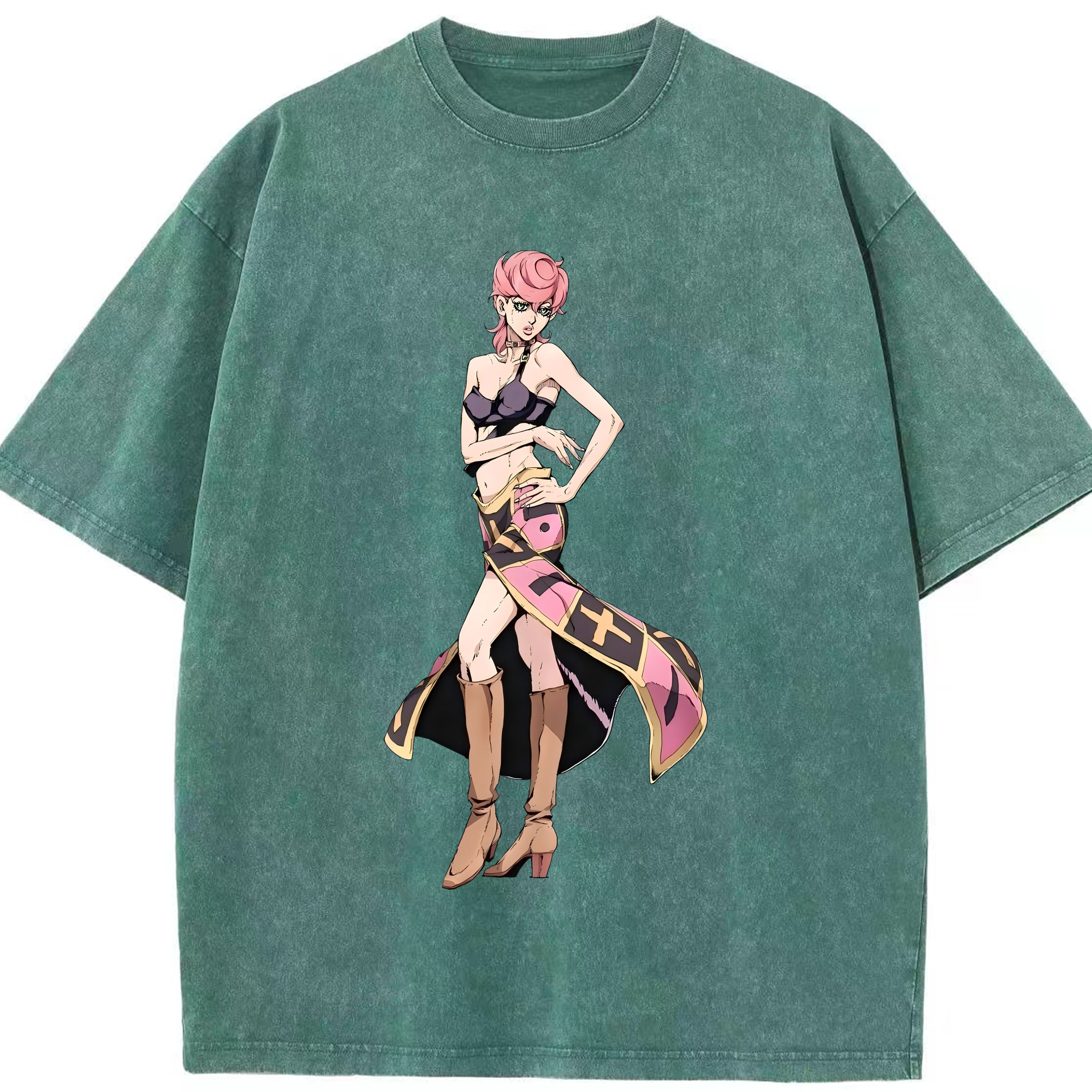 （画像用） ジョジョの奇妙な冒険 トリッシュ?ウナ JoJo's Bizarre Adventure Trish Una 綿100% ヴィンテージ風 半袖Tシャツ（フロントプリント）